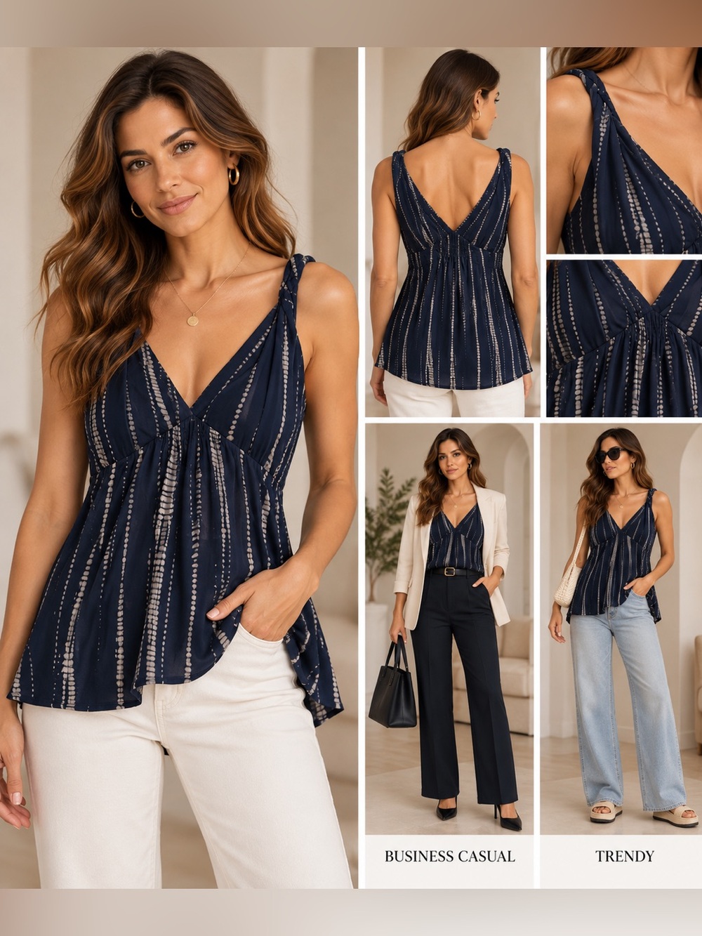 NWT! Banana Republic Navy V-Neck Top, XS